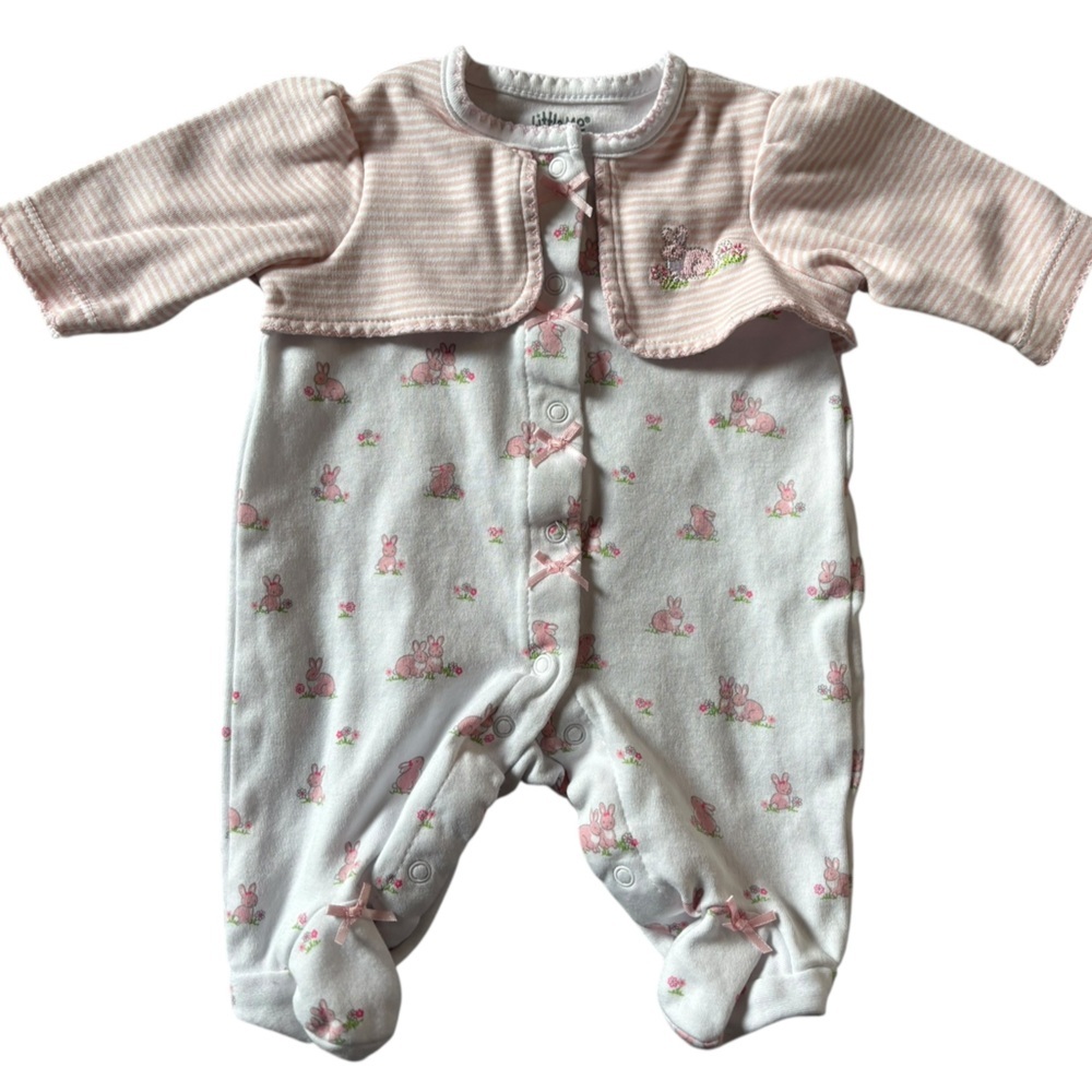 Little Me Preemie Bunny Footed Sleeper w Attached Bolero